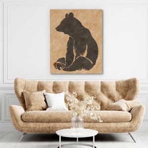 Sitting Brown Bear - Beige Bear Canvas Print