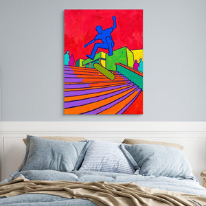 Skater's Red Leap โ skater's red leap sq blue bedroom 1port flush print