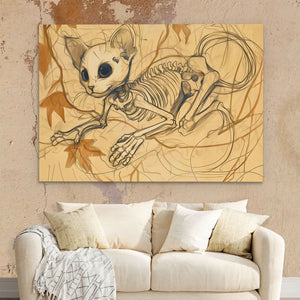 Skeleton Cat - Large Surrealism Canvas Print