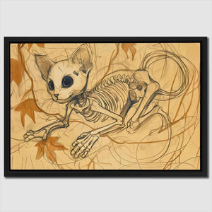 Skeleton Cat - Canvas Wall Art