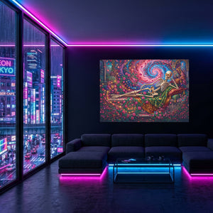 Skeleton Floral Reverie โ Skeleton Floral Reverie Blue Pink Neon Room Land 39