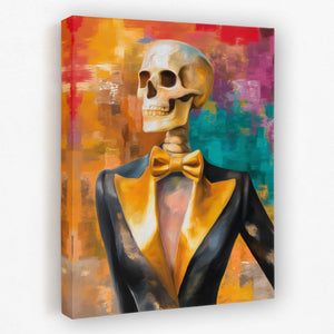 Skeleton in Tuxedo - Day Of The Dead Canvas Wall Art