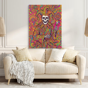 Skeleton Jester Psychedelic โ skeleton jester psychedelic sq couch chair 1port flush print