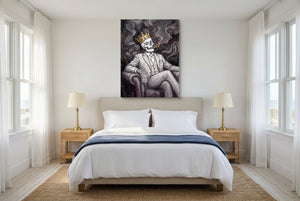 Skeleton King Smoking โ skeleton king smoking bedroom with windows 1port flush print