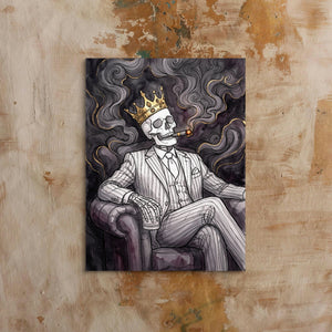 Skeleton King Smoking โ skeleton king smoking sq bed 1 clay beige 1port flush print
