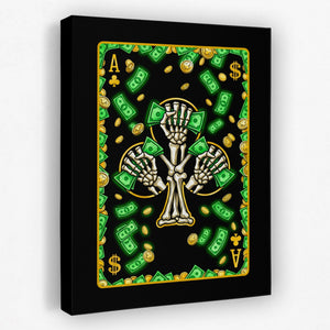 Skeleton Money Ace of Clubs Card — Skeleton Money Ace of Clubs Card Portrait Side View Mirror 161