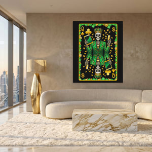 Skeleton Money Queen of Clubs Card — Skeleton Money Queen of Clubs Card White Gold Lux Port 209