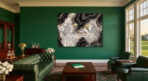Skeletons Golden Game โ skeletons golden game living room interior view 1land flush print