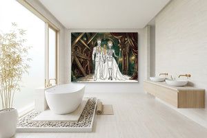 Skeletons Royal Couple โ skeletons royal couple bathroom interior with tub 1land flush print