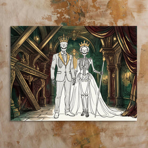Skeletons Royal Couple โ skeletons royal couple sq bed 1 clay beige 1land flush print