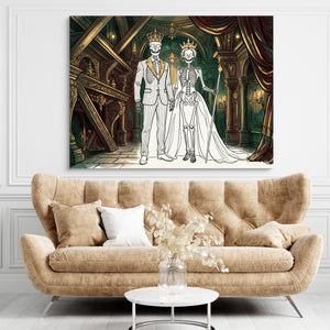 Skeletons Royal Couple โ skeletons royal couple sq brown living room 1land flush print