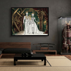 Skeletons Royal Couple โ skeletons royal couple sq samurai den 1land framed black