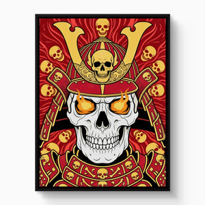 Skull Samurai Crimson โ skull samurai crimson white studio framed black