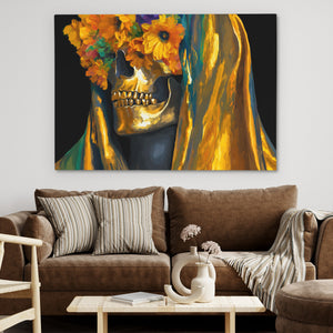 Skulls Marigold Crown - Luxury Wall Art