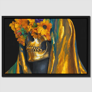 Skulls Marigold Crown - Luxury Wall Art