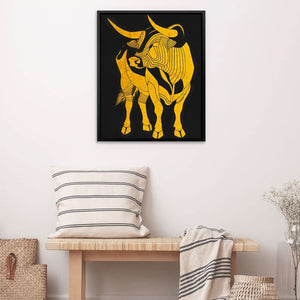 Sleek Power - Black and Gold Bull Canvas Print