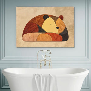 Sleeping Brown Bear - Brown Wall Art for Nursery