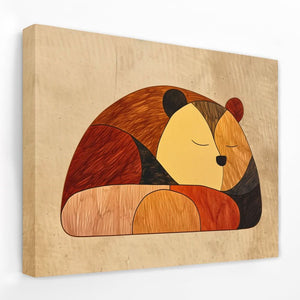 Sleeping Brown Bear - Animals Canvas Wall Art