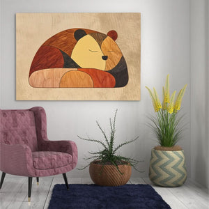 Sleeping Brown Bear - Bear Wall Art in Black Frame
