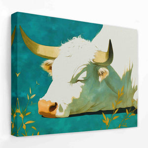 Sleeping Bull - Animals Canvas Wall Art