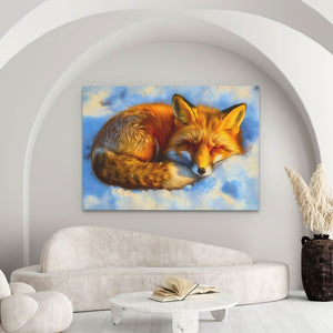 Sleepy Snow Fox - Earth Tones Wall Art