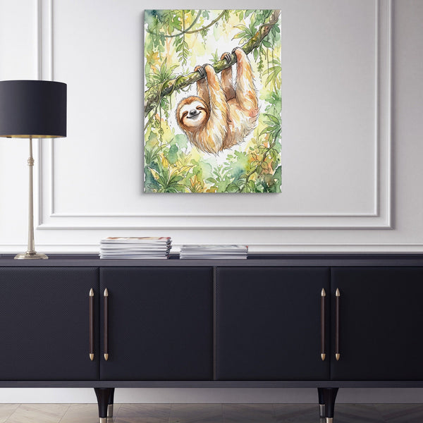 Sloth Watercolor in a room