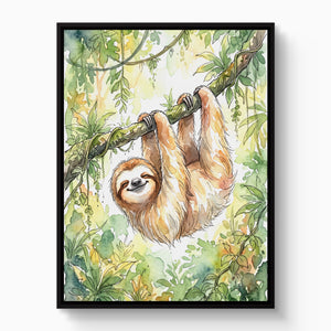 Sloth Watercolor โ sloth watercolor white studio framed black