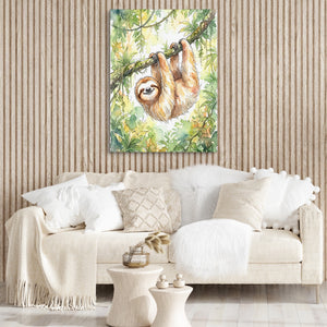 Sloth Watercolor โ sloth watercolor sq boujie couch 1port flush print