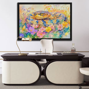 Snake in Flowers - Luxury Wall Art
