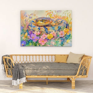 Snake in Flowers - Luxury Wall Art