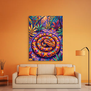 Snake Tropical Hues — snake tropical hues sq orange room 1port flush print