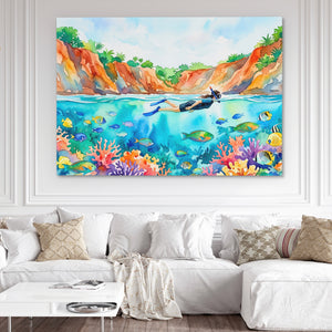 Snorkeler Coral Reef — Snorkeler Coral Reef White Couch and Wall 269