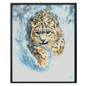 Snow Leopard’s Charge - Animals Art for Living Room