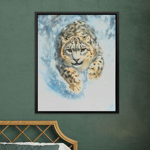 Snow Leopard’s Charge - Large Canvas Print