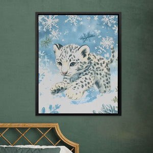 Snowflake Hunter Leopard - Animals Art for Kids Room