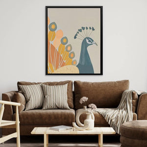 Soft Peacock - Abstract Wall Art in Black Frame