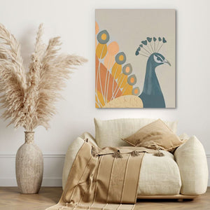 Soft Peacock - Beige Wall Art for Home Office