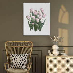 Soft Tulips - Minimalist Wall Art in Black Frame