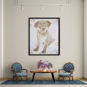 Soft Watercolor Puppy - Beige Wall Art for Nursery