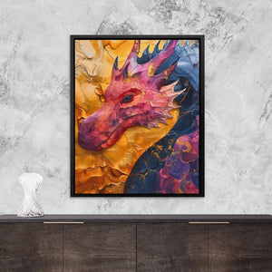 Solar Flare Dragon - Contemporary Gold Canvas Wall Art