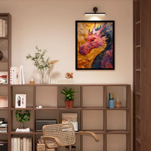 Solar Flare Dragon - Mythical Creatures Wall Art in Black Frame
