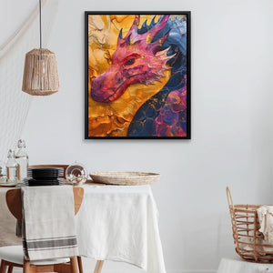 Solar Flare Dragon - Contemporary Wall Art in Black Frame