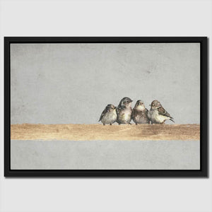 Sparrows On A Golden Twig - Bird Art