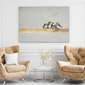 Sparrows On A Golden Twig - Luxury Wall Art