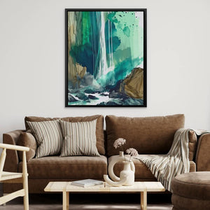 Splashing Waterfall - Abstract Wall Art in Black Frame