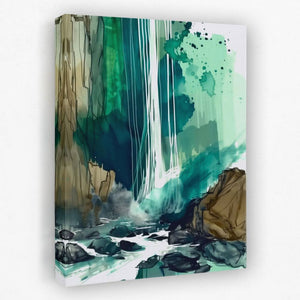 Splashing Waterfall - Nature Canvas Wall Art