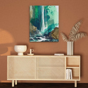 Splashing Waterfall - Green Waterfall Canvas Print