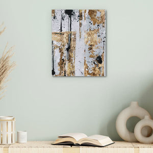 Spots Gold And Black - Black Gold and White Wall Art in Black Frame