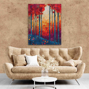 Spring Forest - Red Nature Canvas Print