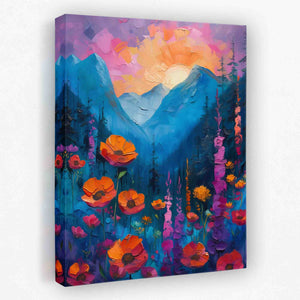 Spring Valley Mountains - Floral Canvas Wall Art